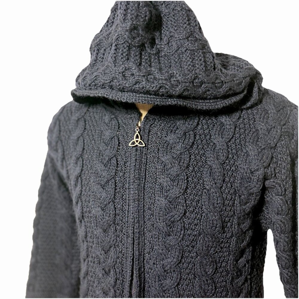 Aran Crafts $199 Fisher Sweater Cable Knit Merino Wool‎ Celtic Zip Cardigan S